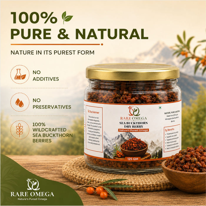 Rare Omega Sea Buckthorn Dry Berries (125g).