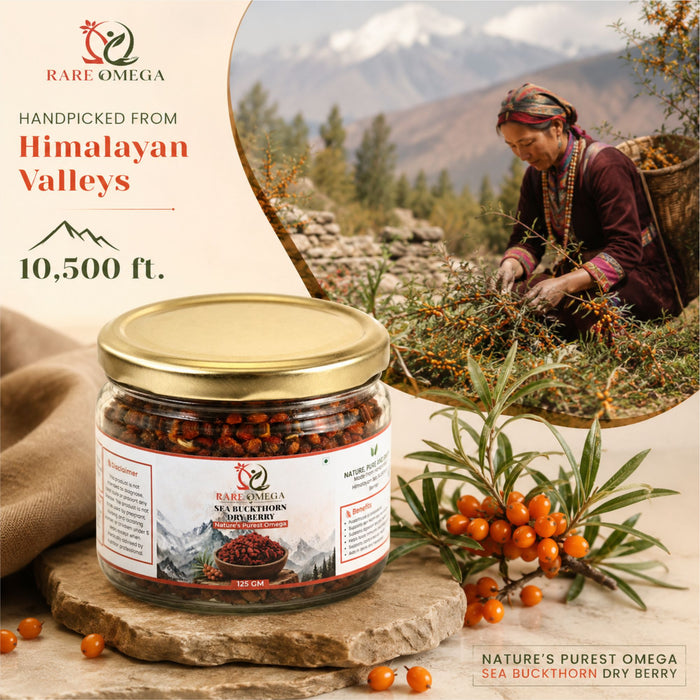 Rare Omega Sea Buckthorn Dry Berries (125g).