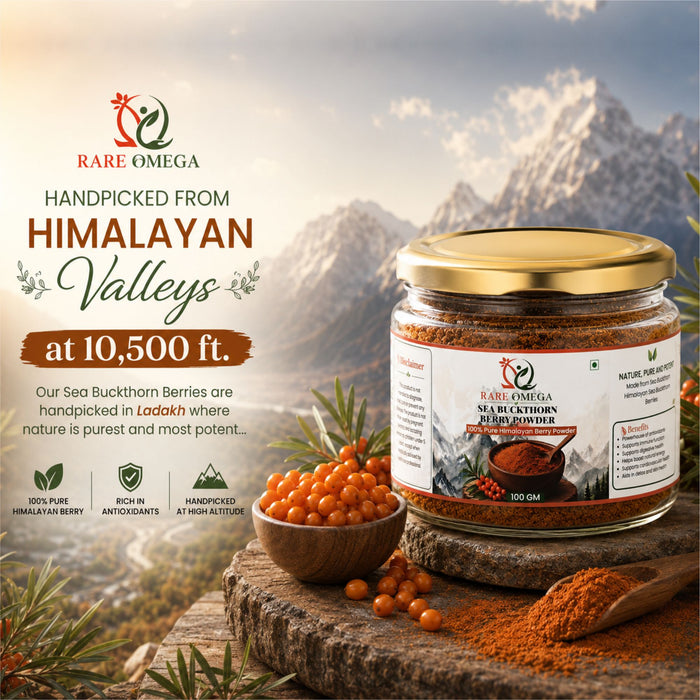 Rare Omega 100% Pure Himalayan Sea Buckthorn Berry Powder (100g)