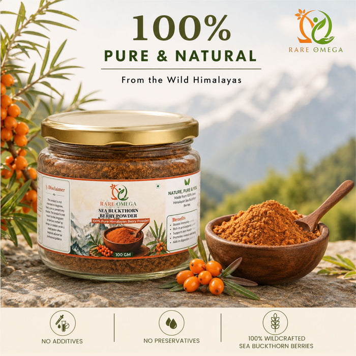 Rare Omega 100% Pure Himalayan Sea Buckthorn Berry Powder (100g)